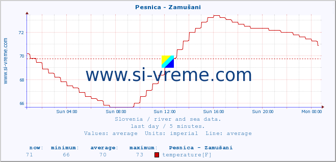  :: Pesnica - Zamušani :: temperature | flow | height :: last day / 5 minutes.