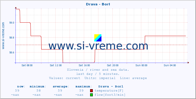  :: Drava - Borl :: temperature | flow | height :: last day / 5 minutes.