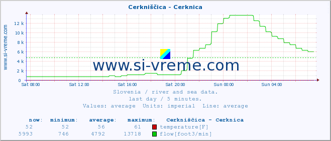  :: Cerkniščica - Cerknica :: temperature | flow | height :: last day / 5 minutes.