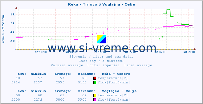  :: Reka - Trnovo & Voglajna - Celje :: temperature | flow | height :: last day / 5 minutes.