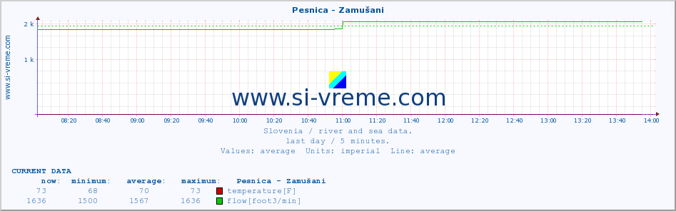  :: Pesnica - Zamušani :: temperature | flow | height :: last day / 5 minutes.